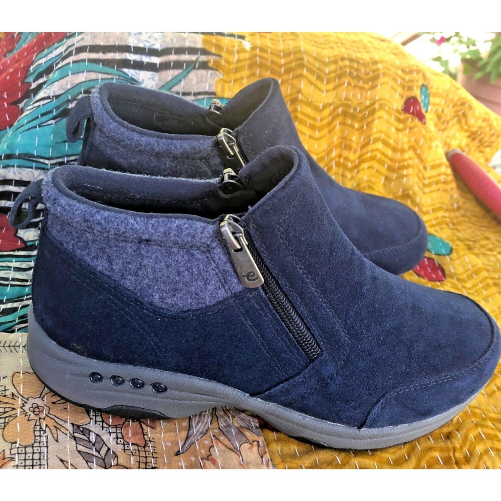 Easy Spirit Women's  Shuffle Ankle Boot Blue Suede Zippers Size 6.5
